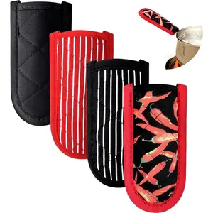 4 count Pot Handle Holders Heat Resistant Cast Iron Skillet Handle Covers Non Slip Cotton Pot Sleeves Machine Washable for Kitchen Baking Cooking Cookwares(Striped Style)