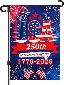 250 Anniversary Usa Garden Flags for Outside, 250 Anniversary USA Flag 1776-2026 Commemorative Patriotic Yard Sign Outdoor Firework Design Banner 4th of July Decorations Double Sided Waterproof 250 Year American Flag 12x18 Inch