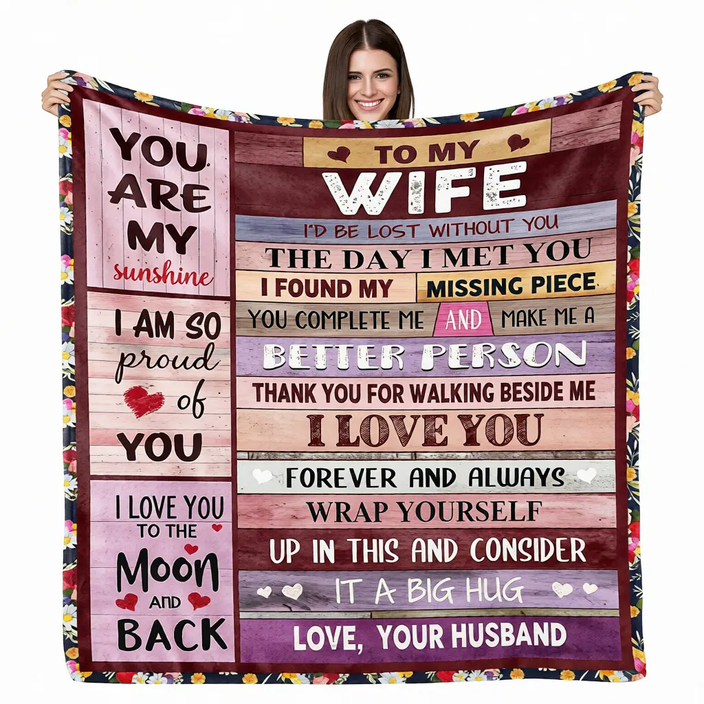 Flannel Throw Blankets - Romantic "I Love You" Cozy Chic, Heartfelt, Decorative Giftable, Personalized Blanket for Wife, Husband to Her Home Bed Couch Use, Ideal for Anniversary Valentines Day, Cozy Chic Blanket