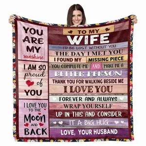 Romantic I Love You Blanket For Wife Flannel Warm Soft Cozy Throw Ideal Gift For Anniversary Birthday Christmas Valentines Mothers Day From Husband To Her Home Bed Couch Use Halloween Christmas Gift