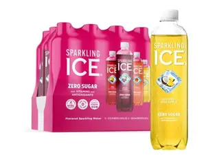 Sparkling Ice Pink Variety Pack, Flavored Sparkling Water, Zero Sugar, and Vitamins and Antioxidants, 17 fl oz, 12 count (Black Cherry, Peach Nectarine, Coconut Pineapple, Fruit Punch)