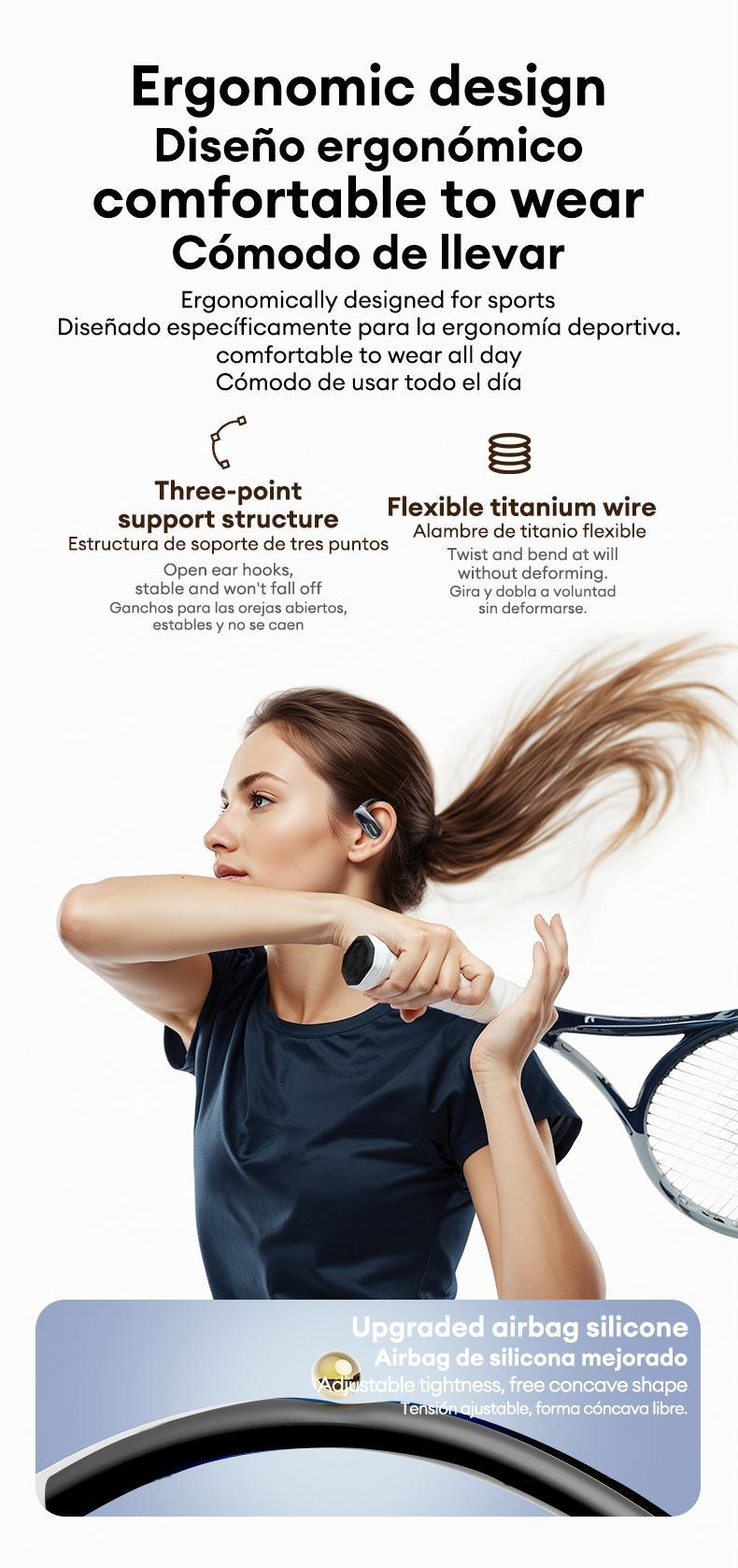 OpenAir Uitra  OWS Earbuds Full Color Touch Display Multifunctional Earbuds ENC Call Noise Canceling Headset Light-Weight Headphones with Mic