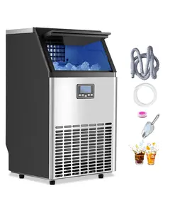 VEVOR Commercial Ice Maker Machine, TikTokShopBlackFriday, 100lbs/24H Ice Maker Machine with 33lbs Storage Capacity, 45 Ice Cubes in 15 Minutes, LED Digital Display Freestanding Self-Cleaning for Bar Office Restaurant