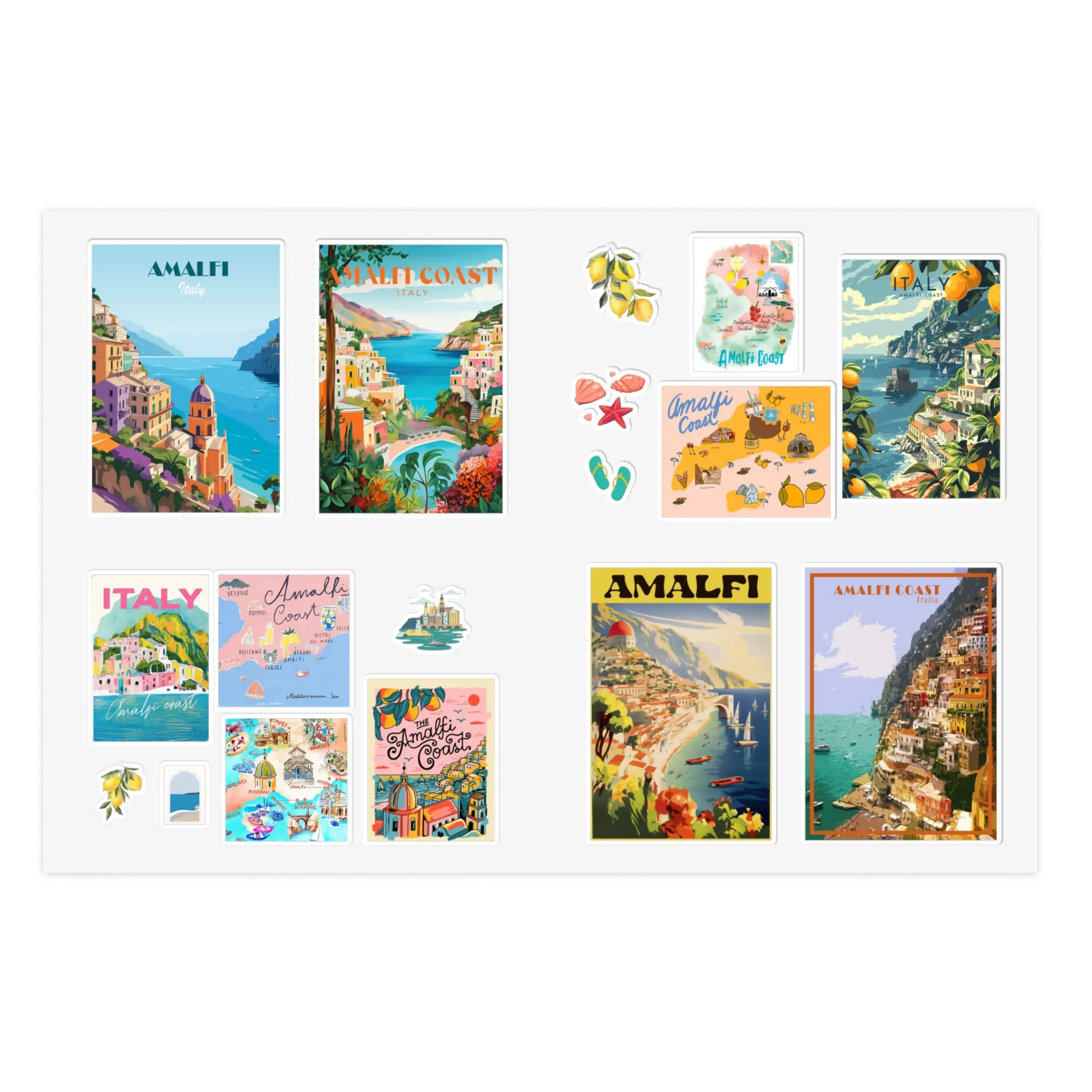 Amalfi Coast Italy Travel Destination Sticker Sheets