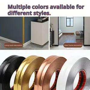 3meters Self-Adhesive PVC Wall Corner Trim Strip, Self-Adhesive Corner Trim, DIY Home Decoration Skirting Line, Furniture Protection Strips,Wall Decorative Edges Trim and Edges Banding