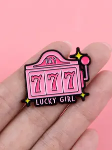 777 Lucky Number Lucky Girl Enamel Pin, Enamel Lapel Pins, Lapel Pin, Fashion Backpack Hat Accessory, Zinc Alloy Badge, Creative Gift for Friends, Casual Style, All Seasons