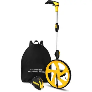 Measuring Wheel in Feet and Inches, Mechanical/Double Collapsible/One Key to Reset/Kickstand to Keep Stand/Starting Point Arrow and Cloth Carrying Bag, 0-9,999 Ft Measure Wheel.