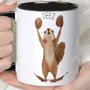 Novelty Squirrel Mug Coffee Cup, Funny Mug, 11oz/360ML Fun Gift, Unique Design, Perfect for Daily Use & Special Occasions, Durable Material, Ceramic Drinkware