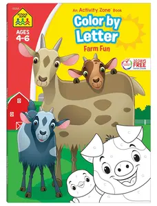 School Zone Color by Letter Workbook: Learn the ABCs with Farm Fun for Kindergarten, 1st Grade, Alphabet, Coloring, Farm Animals, and More (Activity Zone)