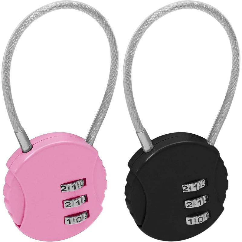 2 Pack 3 Digit Combination Lock - Outdoor Waterproof Padlock - Mini Combination Padlock Luggage Lock for School Locker Backpack Travel Toolbox Storage - Pink + Black