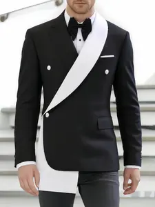 Men's Fashion Patchwork Colorblock Suit Jacket, Stylish Stage Wear, Perfect for Weddings, Parties, Hosts, All Seasons, Formal Attire