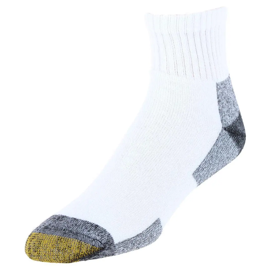 Gold Toe Men's Work Full Cushion Cotton Quarter Socks (6 Pack), Ankle Socks, Reinforced Toe, Solid
