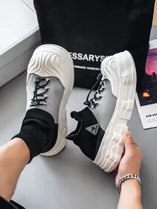 2026 New Colorblock Sock-Style Shoes, Men's Wave Thick Sole Platform Shoes, Slip-On Anti-Slip Casual Fashion Commute Sports Shoes