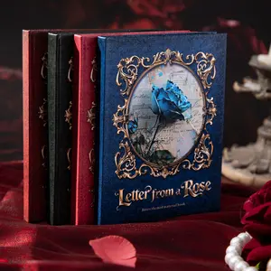 4 styles, 1 style with 96 sheets vintage material notebook featuring rose flowers text themes, vintage style, writing paper material, DIY journal decoration scrapbook notebook material