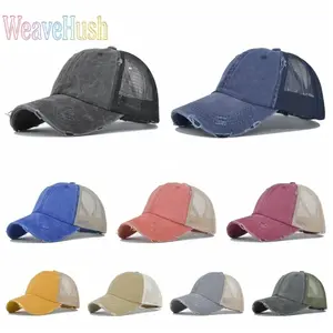 New Women’s Ponytail Washed Mesh Baseball Cap, Viral Vintage Distressed Braided Cutout Hat, Lightweight Multi‑Color Breathable Summer Headwear, Versatile Street‑Style Accessory for Daily Wear, Outdoor Sports, Casual Outings & Trendy Vacation Occasions