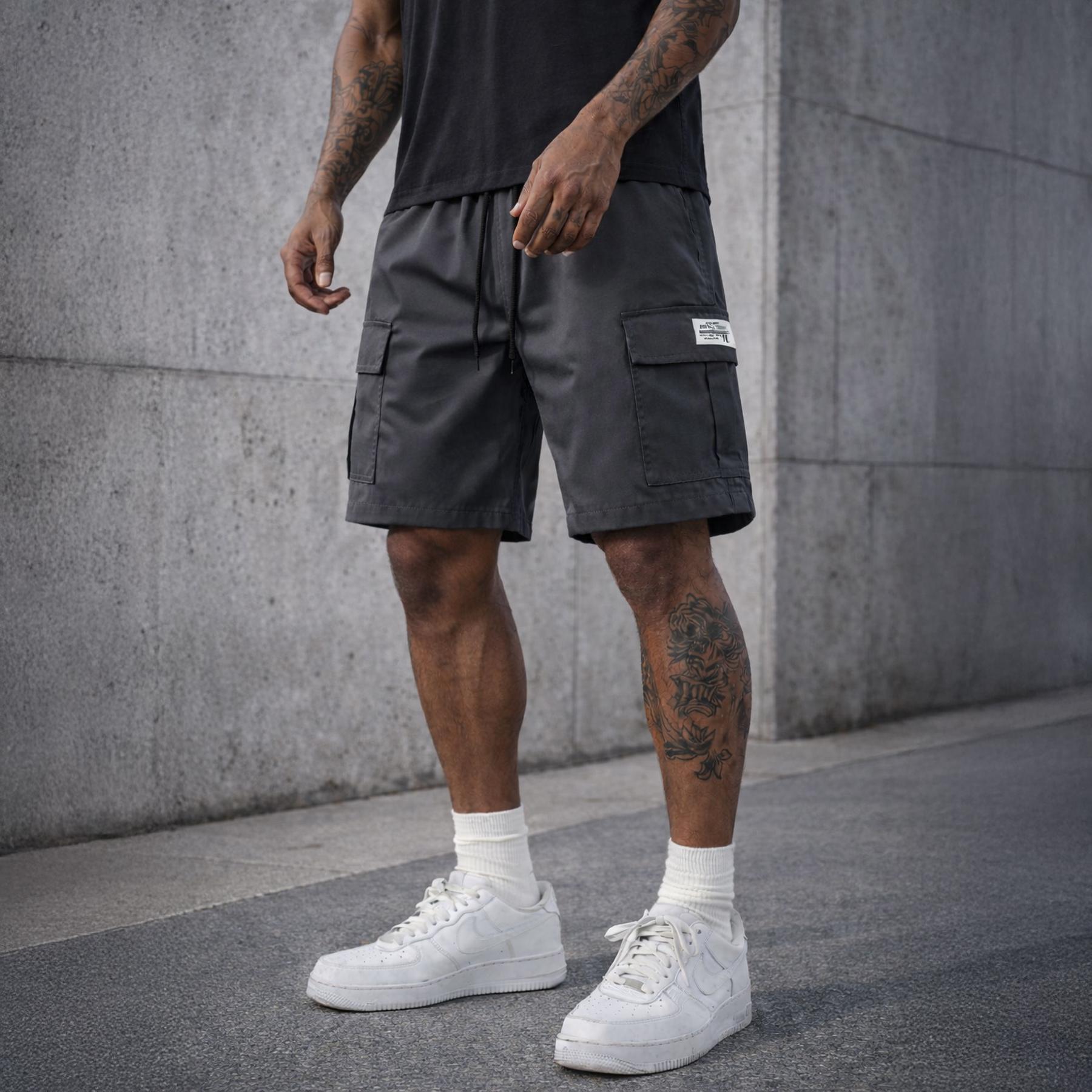 Mens Cargo Shorts Techwear Gorpcore Urban Utility Multi Flap Pockets Loose Fit Wide Leg Drawstring Summer Casual Streetwear High Street Vibe Cityboy Tactical Outdoor Hiking Athletic Workout Daily Wear Half Pants Multi Pack Bundle Fashion Basics Essentials