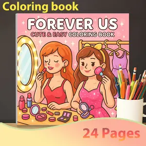 Coloring Book for Adults & Girls, 24 Pages Easy-To-Use Design, Cute Illustrations, Best Friend Gift Idea, Perfect for Relaxation, Creativity & Artistic Experience