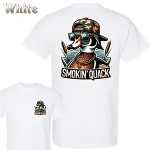 Smokin’ Quack Funny Duck T-Shirt - Cool Duck With Camo Hat And Sunglasses Graphic , Hip Hop Style Duck Print , Outdoor Waterfowl Lover Tee , Unisex Casual Shirt , Fun Everyday Wear