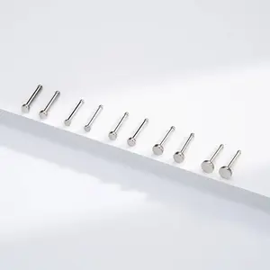 Oufer 18G/20G Titanium Flat Nose Stud 2PCS Set