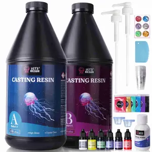 1 Gallon Casting Epoxy Resin with Pumps, Crystal Clear Epoxy Resin Kit for Beginners, with Ocean White Paste, Color Pigment, for DIY Art, Craft,Jewelry,River Table - LET'S RESIN