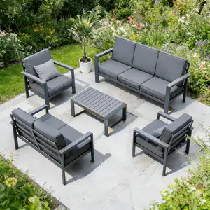 Aluminum Patio Furniture Set,Oversized Outdoor Conversation Set with Thick Cushions and Coffee Table,Modern Metal Patio Sofa Set White