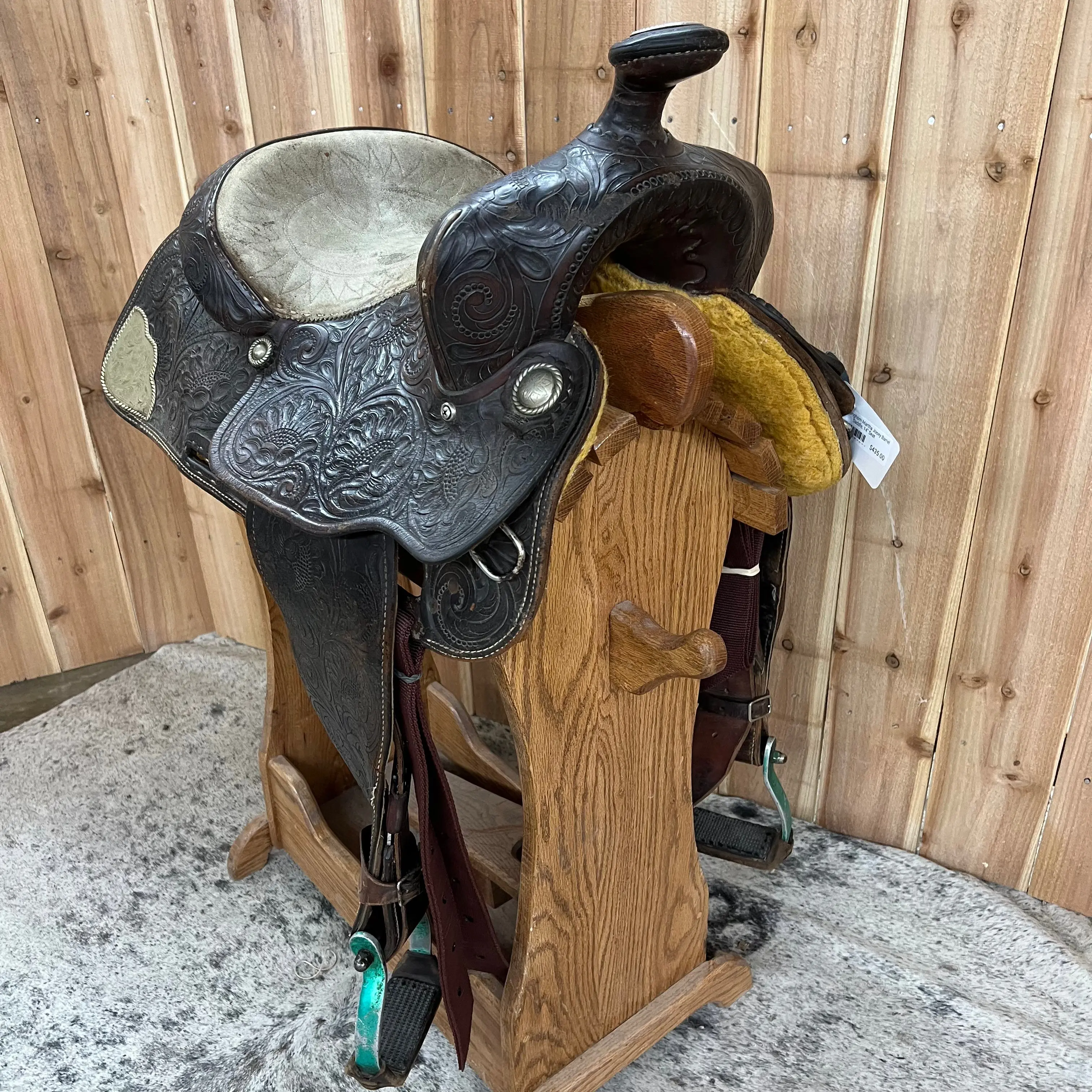 Used Longhorn Martha Josey Barrel Saddle, 14" Seat
