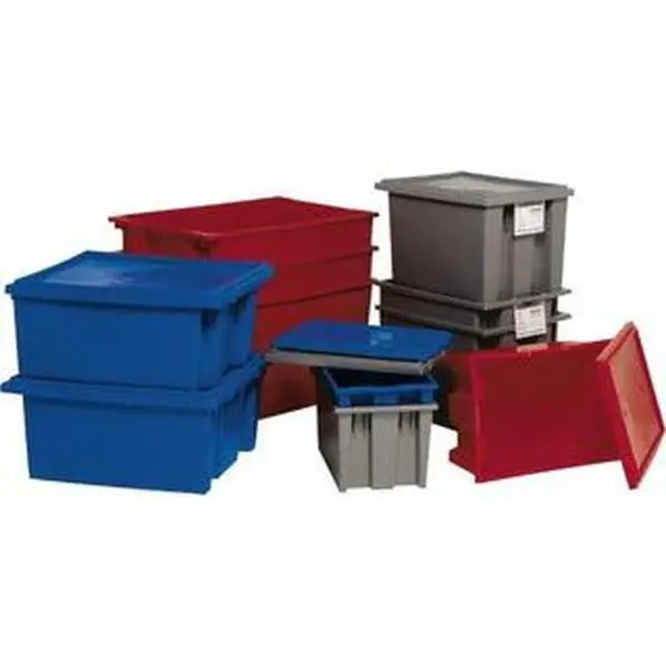 Quantum Storage Systems Rectangle Polyethylene Storage Box Organiser - Gray Tote Container, 75 Lb Load Capacity, Stacking & Nesting Features, 19-1/2" long x 15-1/2" wide x 13" H SNT195GY