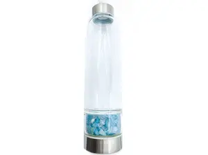 Aquamarine Crystal Water Bottle 14oz. | Stainless Steel Glass Water Bottle Tumbler