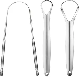 3 PCS Metal Tongue Scraper, Tongue Scrapers for Adults, Stainless Steel Tounge Scrappers, Tounge Scraper, Portable Tongue Scrappers U ShapedTongue Cleaner