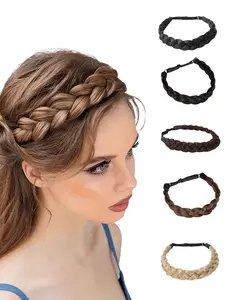 Women's Adjustable Handwoven Hairband, High Temperature Resistant Fashion Comfortable Hair Accessory, Three Strand Bone Braid Headpiece