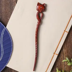 Easter Bunny Rabbit Shaped Hair Chopstick Vintage Hair Stick Wooden Hair Clip Hanfu Hairpins Retro Headwear Carved Hair Accessories