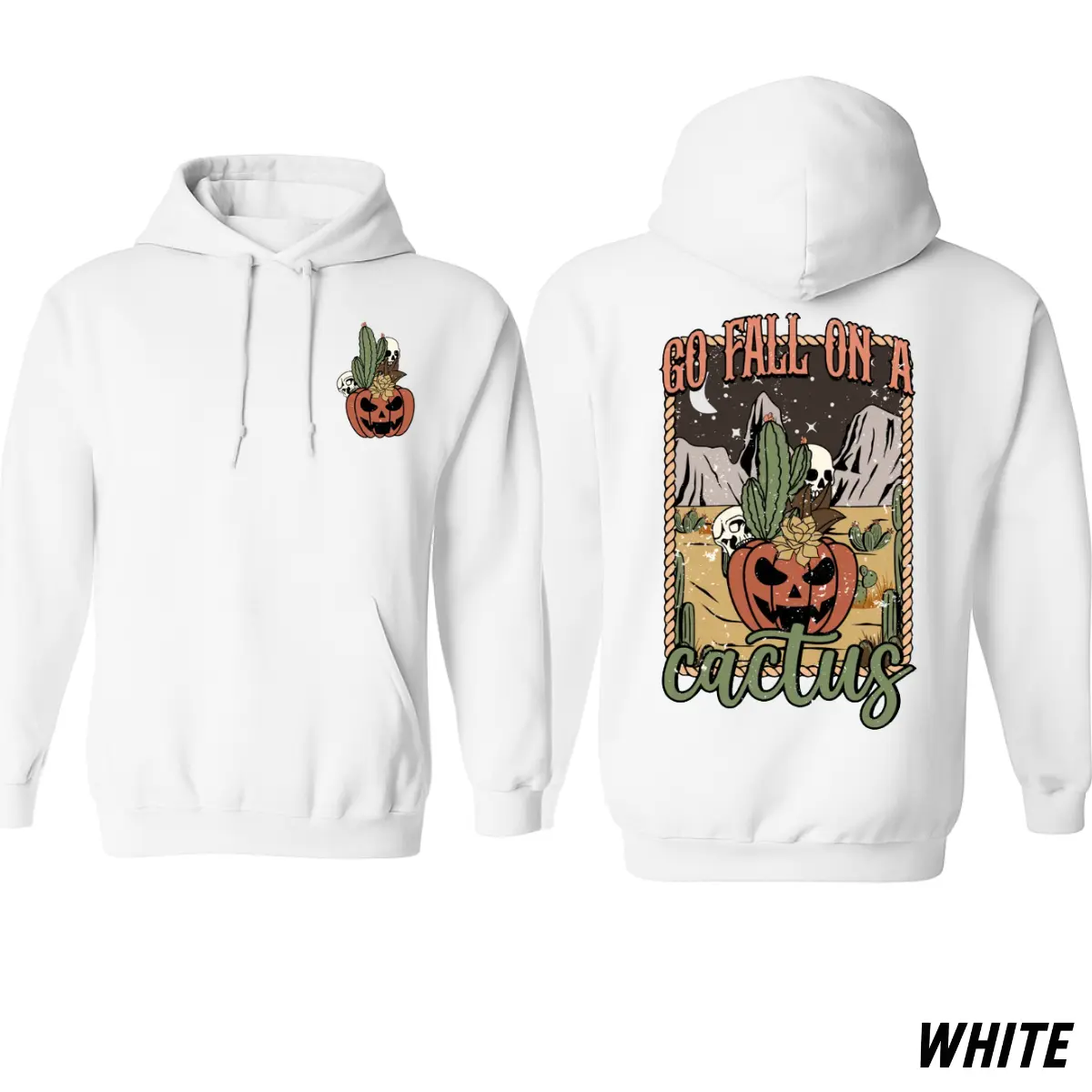 Unisex Cactus Hoodie - Menswear Long Sleeve Print Sweatshirt, Novelty "Go Fall On A Cactus" Graphic, Western Pumpkin Design, Cozy Dark Heather Autumn Pullover Streetwear, Novelty Print, Longsleeves, Ash, Casual, Tops, Lightweight, Printed