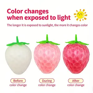 Strawberry Shape Stress Relief Toy, Light-Activated Color Changing Fruit Toy, Portable Creative Strawberry Daily Anti-Stress Toy, Squishies