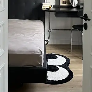 One piece black and white eye pattern carpet, soft and comfortable, personalized shaped carpet, bedroom decoration, bedside carpet, study area carpet, entry doorway floor mat, Fluffy Rug, Home decor rug