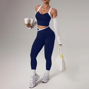 Women's Seamless Yoga Sportswear Set, Bra + Tight Pants, Cross Back Design, High Waist Butt Lifting, Comfortable Breathable, Yoga Gym Outfits