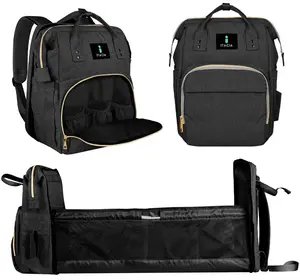 Baby Diaper Bag Backpack with Changing Station & Bassinet | Waterproof Large Capacity Travel Baby Bag for Mom & Dad