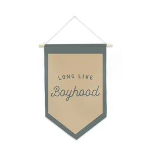 1pc, Long Live Boyhood 12, Banderole Flag, Burgee Flag, 12*18in (30*45cm), Single Sided Printing, Sleeve Flag with Stick, for Indoor, Outdoor, Party, Activities, Room, Dorm, Man Cave, Decoration
