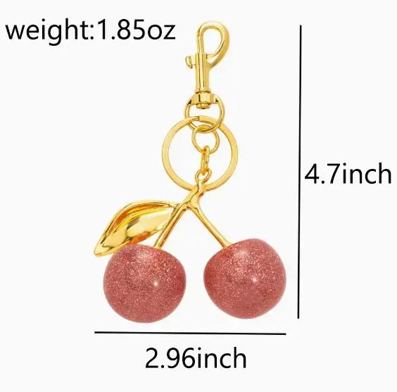Mother's Day gift Cute Cherry Design Sparkly Bag Charm, Fashionable BagKeychain for Women & Girls, Trendy All-match & ExquisiteBag Charm for Birthday Gift, Purse Accessories