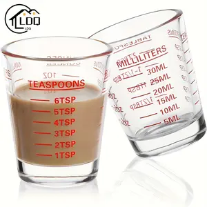 2pcs Espresso Shot Glass with Handle/Scale, Heat-Resistant Borosilicate Measuring Cup, 60Ml/2Oz Precision Graduated Pitcher for Barista, Coffee & Cooking