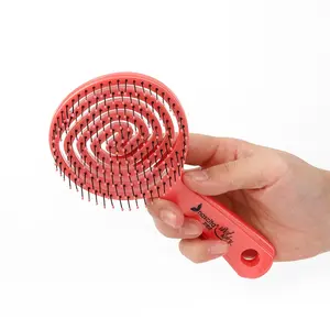 1pc Spiral Detangling Hair Brush, Round Scalp Massage Brush with Flexible Bristles, Anti-Tangle Design for Wet & Dry, Curly & Straight Hair, Detangling Hairbrush