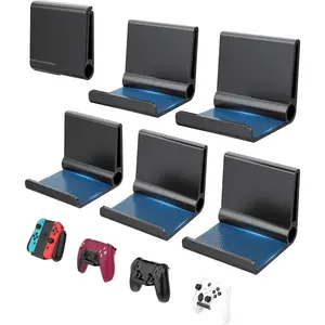 6 Pack Foldable Controller Wall Mount Holder for Xbox PS5 PS4 PS3 Switch Pro Strong Adhesive/Screw Upgraded Controller Stand Hanger with Anti-slip Pad Universal Gaming Remote, Headphone Accessories