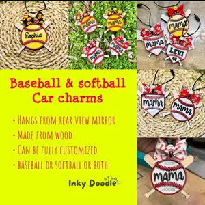 Custom baseball and softball car charms sports