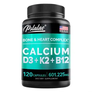 Pslalae 4-in-1 Calcium + Vitamin D3 + K2 + B12 Complex for Heart, Bone & Immune Health, 60/120 Softgels, 30 Day Supply