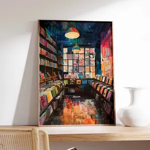 Retro Vinyl Record Store Poster, Vintage Music Print, Record Store Art, Music Poster, Music Gift, Retro Music Artwork, Album Cover Art