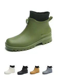 Women's Punk Style Waterproof Ankle Boots - High-End Short Rain Boots for Fall & Winter Waterproof Outdoor Footwear