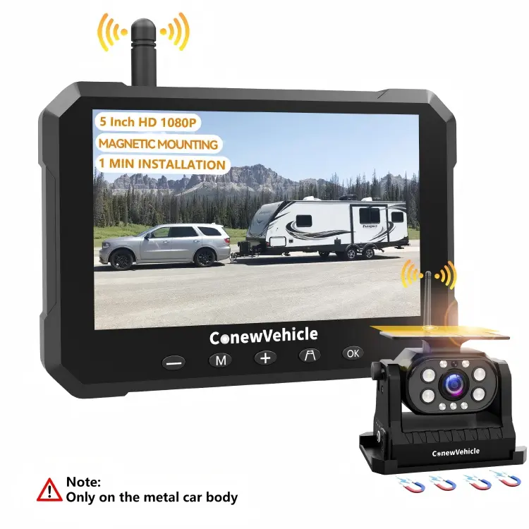 ConewVehicle Magnetic Solar Wireless Backup Camera for Truck with 5 ...