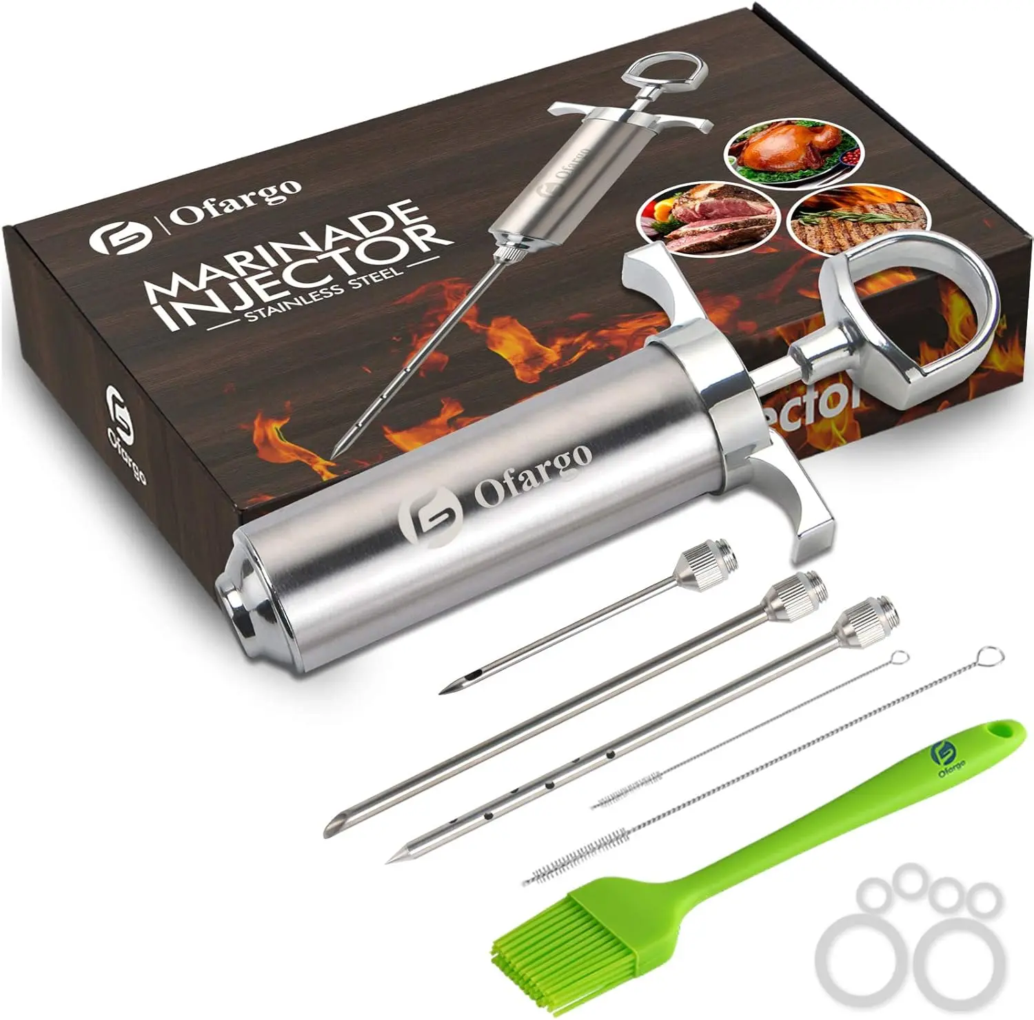 Ofargo Meat Injector for Smoking with 3 Marinade Food Injector Syringe Needles 2 oz Capacity Stainless Steel Marinade Injector for Meats Turkey Brisket