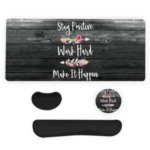 Inspirational Quotes Pattern Mouse Pad & Keyboard Wrist Rest & Coaster-Set, Ergonomic Wrist Support, Waterproof Computer Mat, Suitable for Home Office Gaming