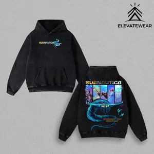 Subnautica Leviathan Washed Hoodie, Sweater & Tee Collection, Deep Sea Horror Creature Graphic Apparel, Vintage Sci-Fi Gamer Streetwear, Heavyweight Premium Cotton Oversized Unisex Fan Gift Set