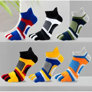 5 Pairs Ankle Toe Socks Men Boys Sport Five Finger Short Young Fashion Cotton Mesh Breathable Deodorant Happy Socks with Toes Black Menswear compressionsocks grip socks dots  socks  sport